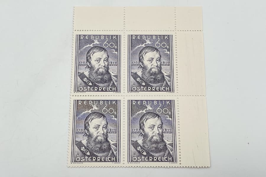 4 Briefmarken Andreas Hofer 1950